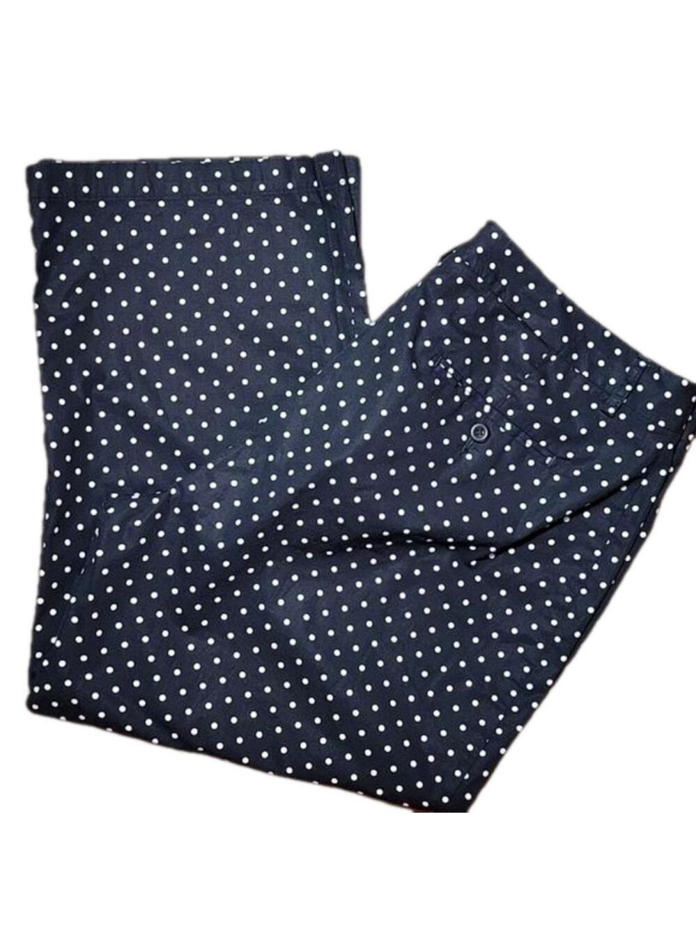 Lands' End Capri Black and White Polka Dot Pants Size 14 EUC